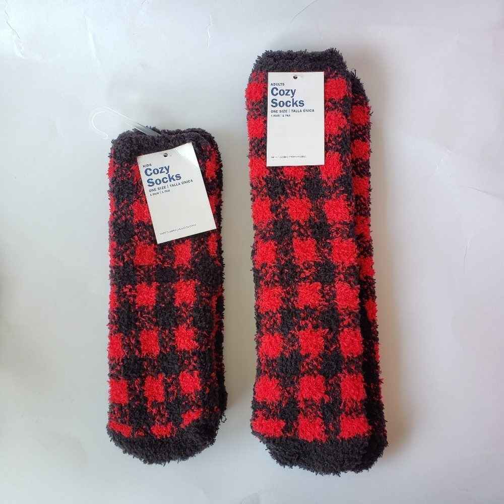 Red Buffalo Plaid Old Navy Mommy & me Cozy Socks